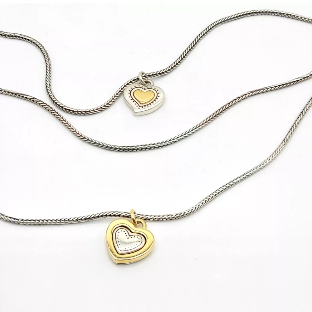 BRIGHTON Layered Necklace Choker Heart Pendants Reversible Love Fashion Jewelry - Picture 6 of 10